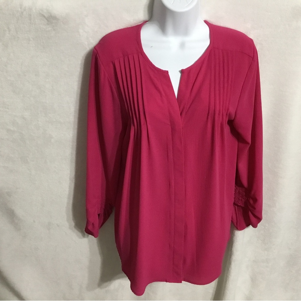 Investments Hot Pink Pleated Blouse